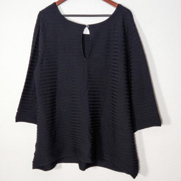 Lane Bryant Textured Knit Keyhole Sleeve Top Black 18/20 Modern Classic - Picture 2 of 11
